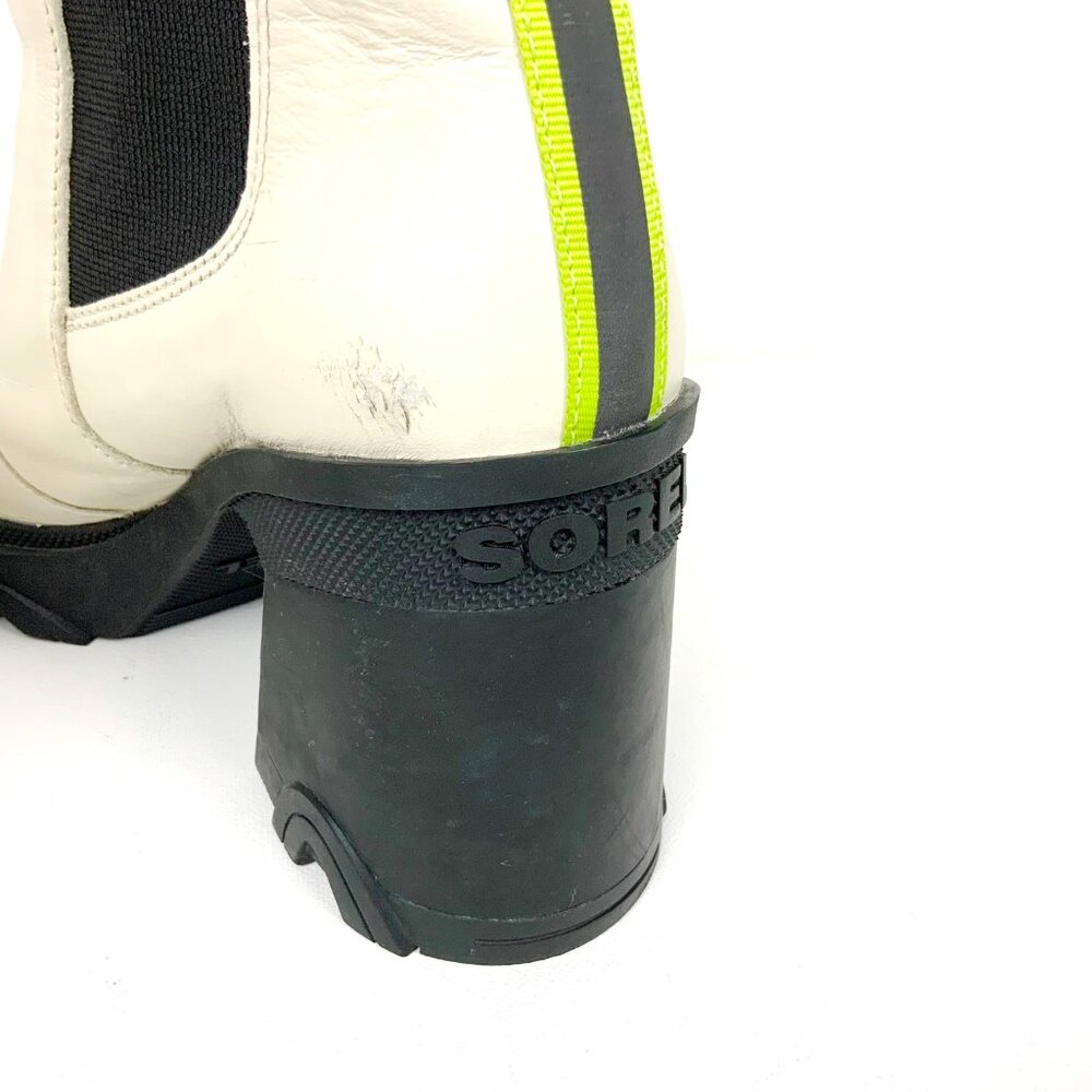 Sorel Brex Platform Block Heel Chelsea Boots Chalk White/ Black Size 9.5 - Picture 13 of 16